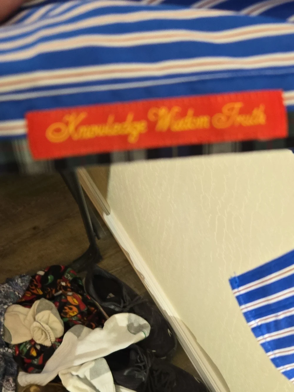 Men's Blue and White Striped Button-Up Shirt